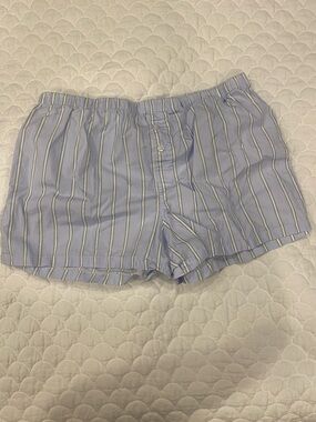 Gap Body Blue Striped Cotton Sleep Shorts Large